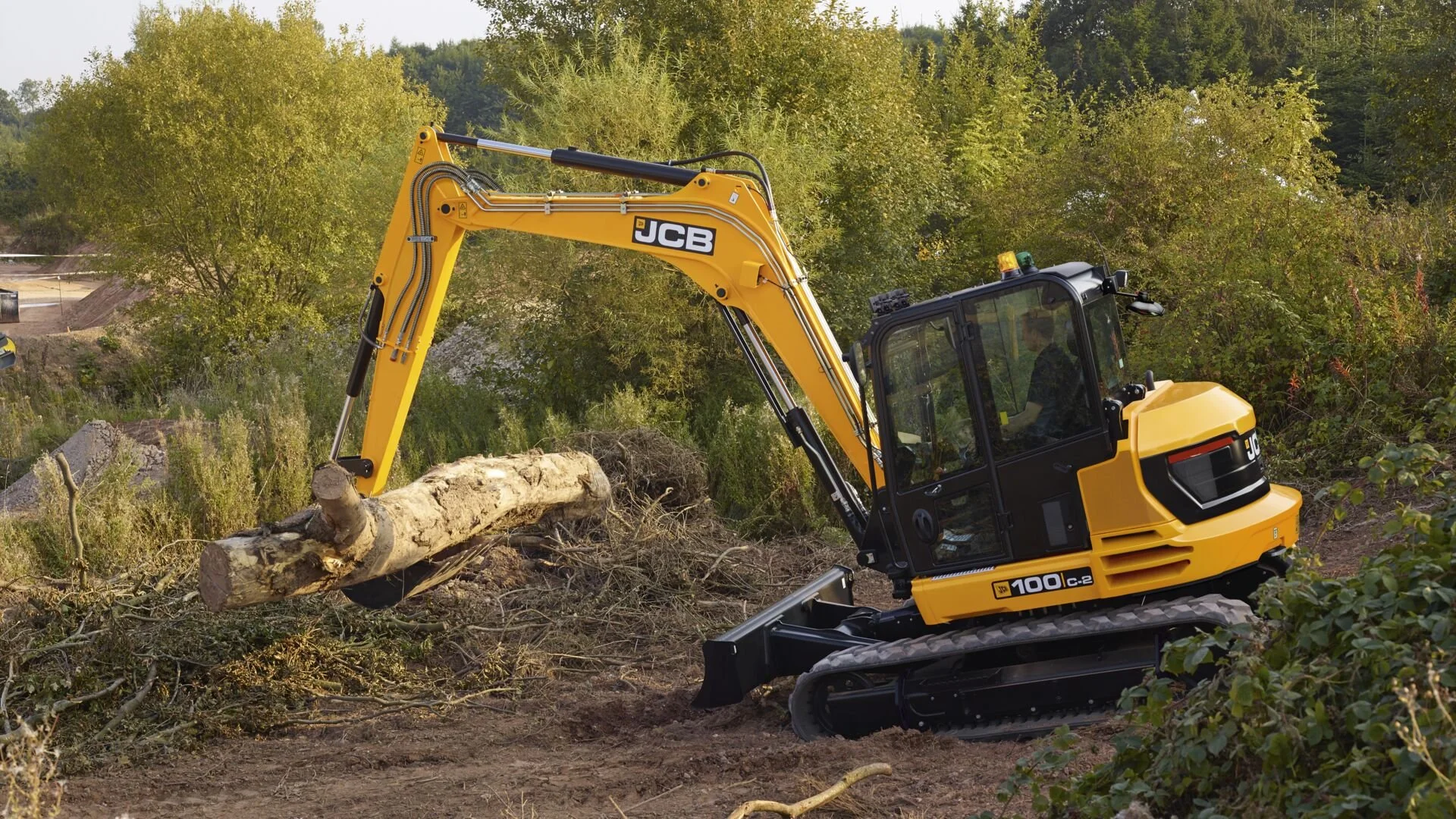 Digger being operated on a construction site